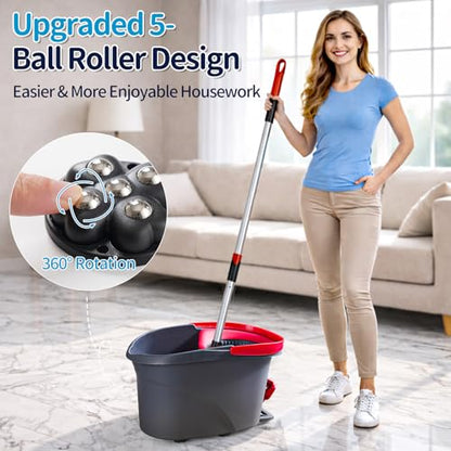 4 PCS Caster Wheels 360° Rollers Compatible with Ocedar Bucket,Self Adhesive Rollers for Mop Bucket,Kitchen Small Appliances,Trash Can,Black Color