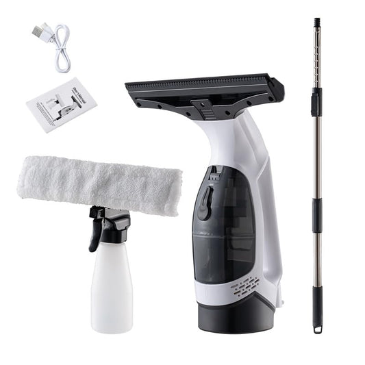 Window Vacuum Squeegee Cordless with 31-40" Telescopic Pole, 2000Pa Electric Window Cleaner, 2200mAh Battery & 150ml Tank, Windows, Shower Glass, Mirrors, Tiles, Outdoor Cleaning