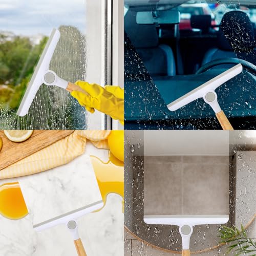 Window Squeegee for Glass Doors，All-Purpose 9.7” Window Cleaning Squeegee, Handheld for Windows, Car Windshields & More，Grey (9.5" Shower Squeegee)