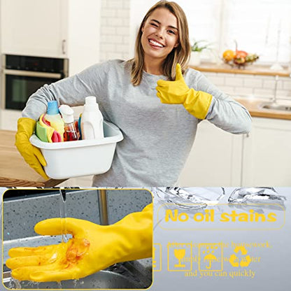 Rubber Reusable Gloves Long Household Dishwashing Gloves Kitchen Cleaning for Dishes Clean Gardening - color: Yellow, size: X-Large