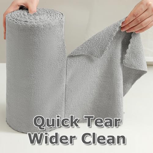 Jessy Home 80 Pack Reusable Paper Towels Grey Microfiber Cleaning Cloth Roll 12"x12" Microfiber Towels for Kitchen, Tear Away Cloth, Lint Free Rags for House,Car,Window,Cleaning Supplies - color: Ash Grey