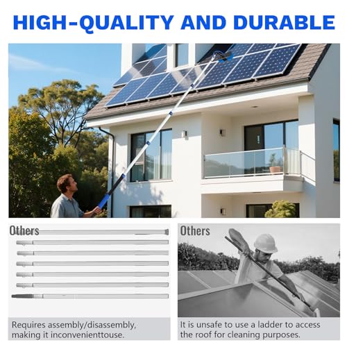 20FT Complete Solar Panel Cleaning Kit with Extension Pole 5-20FT, Water Fed Pole Kit with Cleaner Solution Dispenser for Window Glass, Boats,RV, Decks, Bathrooms & House Siding