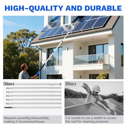 20FT Complete Solar Panel Cleaning Kit with Extension Pole 5-20FT, Water Fed Pole Kit with Cleaner Solution Dispenser for Window Glass, Boats,RV, Decks, Bathrooms & House Siding