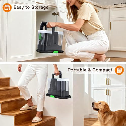 Portable Carpet & Upholstery Cleaner, 18Kpa Carpet Cleaner Machine for Deep Stain Removal, Spot Cleaner for Pet Accidents, Area Rugs, Stairs, Car Upholstery & Couches, Includes Tools & Self-Cleaning - color: Arctic White