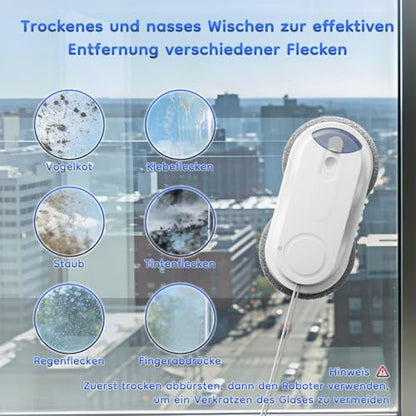 Obito X3 Window Cleaning Robot, Dual Nozzles with Ultrasonic Spray, 5.0 AI Path Planning, Max 3200Pa & Steady-Climbing System, Automatic Edge Detection, Robot Window Cleaner Inside/Outside, White - color: White