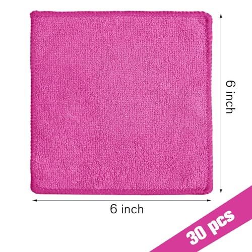 Tanlade Cleaning Cloth Dry Erase Cloth Cleaning Rags Reasonable Kitchen Towels Microfiber Towels Cars Wash(6 x 6 Inch,Pink,30 Pcs) - color: Pink, size: 6 x 6 Inch