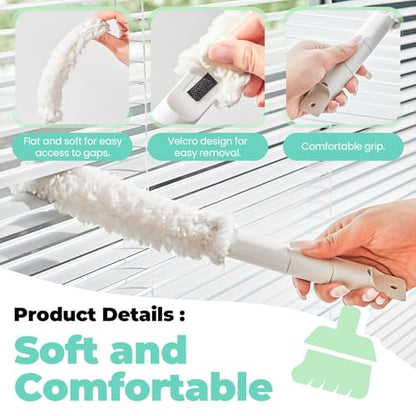 Blind Cleaner Duster Tool with 6 Refills, 5 in 1 Washable Microfiber Fan Cleaning Brush Reusable Feather Duster for Window Blind, Ceiling Fan, Crevice, Track, Gap