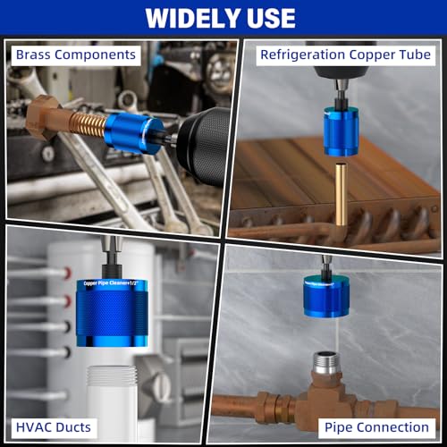 BURMONG 3 Pcs Copper Pipe Cleaner Drill Set (1/2" 3/4" 1") - Metal Tube Cleaning Brushes for Power - Professional Plumbing Tools for Copper Pipes & Tubes - Heavy-Duty Drill Attachment for Plumbers