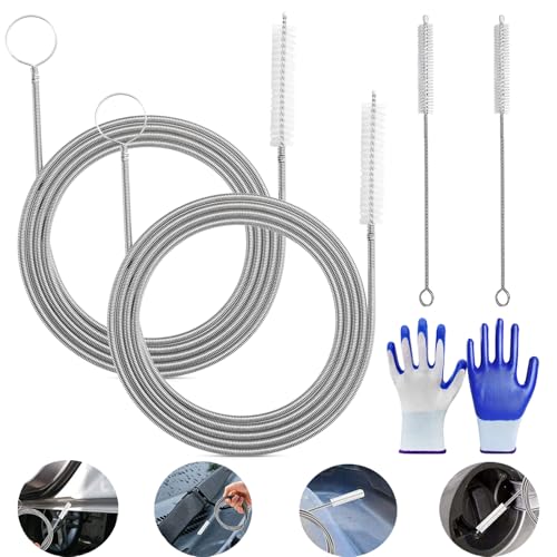 Car Drain Dredge Cleaning Scrub Brush, 150cm Flexible Auto Sunroof Drain Cleaning Tool with 2Pcs 7.9in Cleaning Brush, Flexible Tube Cleaning Brush for Car, ac, Home Kitchen (2Pcs, 118in) - color: 2pcs, size: 118in