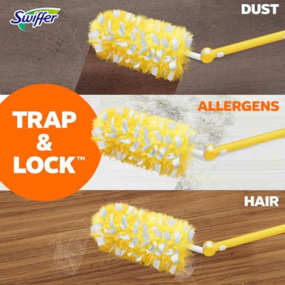 Swiffer Duster Kit with 3 ft Extendable Handle, Heavy Duty Dusting Starter Kit with 3 Refills, for Ceiling Fans, Vents and Hard to Reach Places - size: 4 Piece Set