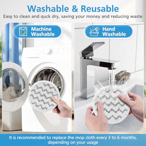 iSingo 6 Pack 3897A / 3712 Rotating Steam Mop Pads Replacement for Bissell SpinWave SmartSteam Scrubbing Steam Mop Cleaner 【Models 3897A/3712 ONLY】, Washable Reuseable Refill Pads - color: 2 Stripe+2 Grey+2 Orange