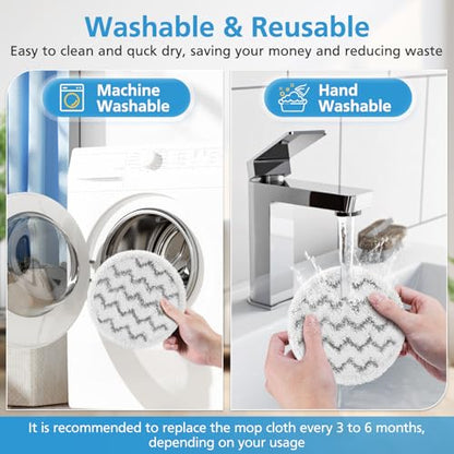 iSingo 6 Pack 3897A / 3712 Rotating Steam Mop Pads Replacement for Bissell SpinWave SmartSteam Scrubbing Steam Mop Cleaner 【Models 3897A/3712 ONLY】, Washable Reuseable Refill Pads - color: 2 Stripe+2 Grey+2 Orange