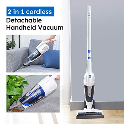 Vacmaster VSD1801 Cordless Handheld & Stick Vacuum Cleaner 2 in 1, Rechargeable Li-ion Battery Powerful Lightweight for Hardwood Floor, Carpet and Pet Hair White - style: White