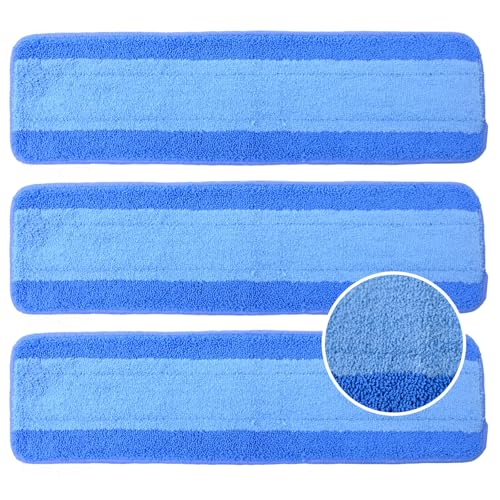 3 Pack Microfiber Cleaning Pads Compatible with Bona Mop Spray Mop Replacement Pad 18 Inch, Machine Washable Reusable, Hardwood & Hard Surface Floors, Clean Pet Hair & Dust