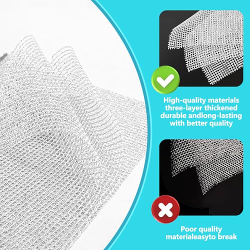 12 Pack Non-Scratch Wire Dishcloth,7.87" x 7.87" Reusable Metal Dish Cloth for Kitchen, Non Scratch Scrub Cloth for Non-Stick Pans, Wet & Dry Dual-Use Heavy Duty Dish Washing Scrubber
