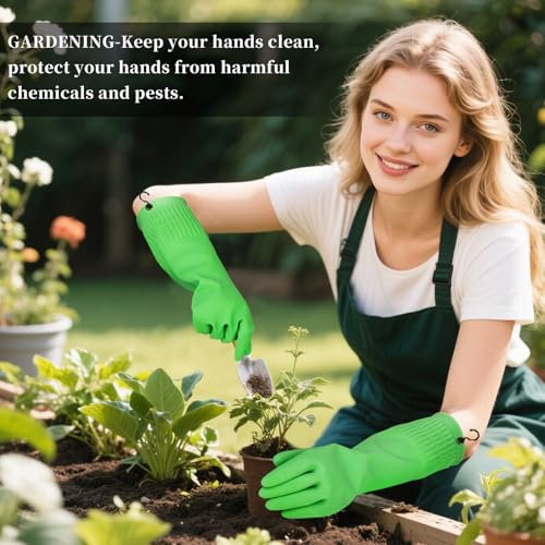 Rubber Gloves for Cleaning – 3 Pairs Reusable Gloves for Dishwashing, Kitchen and Household Tasks, 15-Inch Long (With Hook, Medium (Fits Small Hands)) - size: Medium (Fits Small Hands), style: With Hook