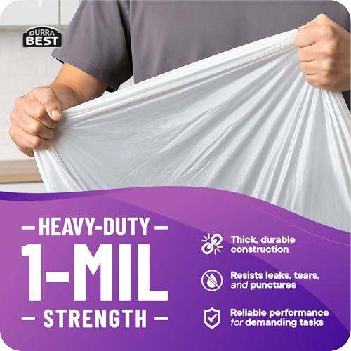 Heavy-Duty Trash Bags – 120 count, 18 Gallon White, Ultra Thick Drawstring Garbage Bags – Leak-Resistant for Home & Commercial Use, Big Trash Bags, Made in USA - color: White