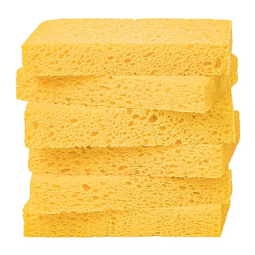 Cellulose Sponges,Heavy Duty Scrub Kitchen Sponge,Clean Tough Messes Without Scratching Sponges Kitchen,Pop Up Eco Sponges DIY Orange (6 Pack) - color: Orange, size: 6 Count (Pack of 1)