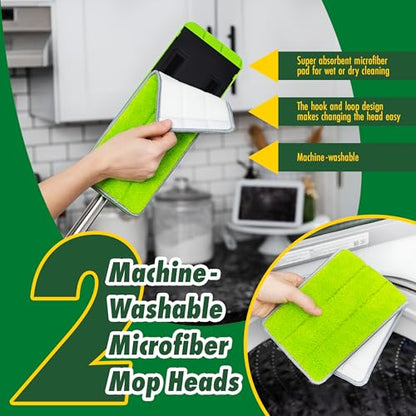 Libman Rinse 'n Wring Mop and Bucket System, Microfiber Dry Wet Mop for Floor Cleaning, Hardwood, Laminate, Tile Cleaner, Dual Chamber Bucket Design, 2 Total Refill Replacement Head Pads - style: 2 Pads