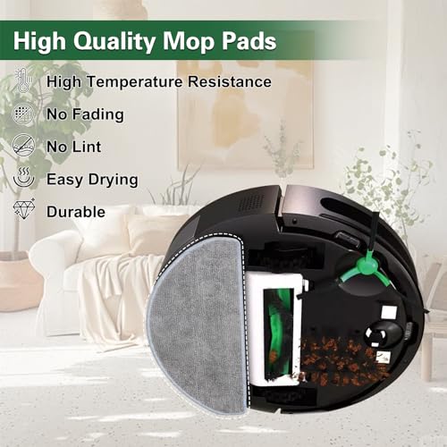 6 Pack Mop Cloth Compatible with iRobot Roomba Combo Essential Y0140 Y0110 Y0540 Q0520, 105X/105/104 Combo Robot Vacuum Cleaner, Microfiber Washable Mop Pad Replacement Accessories Parts - size: 105/104/Y0112 Mop Pads 6 Pack