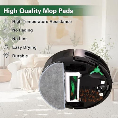 6 Pack Mop Cloth Compatible with iRobot Roomba Combo Essential Y0140 Y0110 Y0540 Q0520, 105X/105/104 Combo Robot Vacuum Cleaner, Microfiber Washable Mop Pad Replacement Accessories Parts - size: 105/104/Y0112 Mop Pads 6 Pack