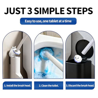 60pcs Disposable Toilet Brush Refill Pads, Replacement Brush Heads, Toilet Cleaner Refills，Disposable Wand Heads，Bathroom Cleaning，Toilet Cleaning Scrubbers Compatible with Most Toilet Brushes - style: 60 refflls（Without handle）