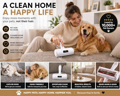 Pet Hair Remover Roller for Couch, Carpet, Furniture & Clothes – Reusable Lint Roller for Dog & Cat Hair – Washable Portable Fur Remover for Home & Car