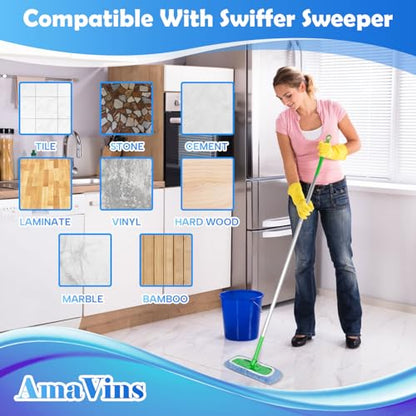 AmaVins 8 Pack Reusable Microfiber Mop Pads Compatible with Swiffer Sweeper Mop, Dry Sweeping Cloths & Wet Mopping Cloths, Washable Mop Pads for Surface/Hardwood Floor Cleaning (Mop is Not Included) - color: Blue 8 Pack