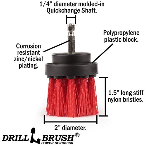 Outdoor Cleaning Brushes - Stiff Bristle Deck Scrubbing Brush - Concrete Scrub Brush - Bird Baths Cleaning Tool - Garden Statues Cleaning Equipment - Granite Headstone Restoration Brush - Siding Brush - color: Red