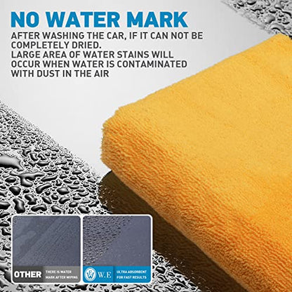 Microfiber Towels for Cars - 6 Pack (23.6" x 15.7") 450-GSM, High & Short Pile Micro Fiber Cleaning Cloth for Car Washing Drying & Auto Detailing, Strong Water Absorption Lint Free & Non-Streak