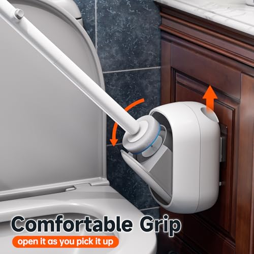 CTIME Disposable Toilet Brush Family Set Includes 60 Brush Heads, a Stylish Brush Handle, an Automatically Opening Replacement Brush Head Storage Box. Suitable for Bathrooms, Toilets and RVs - size: 1 wand + 60 heads