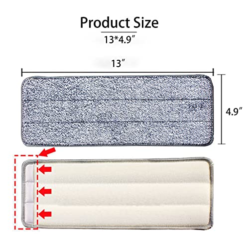 10 Pack 13 * 4.9" Generic Mop Pads Mop Head Refill Washable Wet/Dry Mops Flat Compatible with JOYMOOP Most 11-13" Hook and Loop (Velcro) Flat Mops.System Floor Care System (10 Pack 13 * 4.9")
