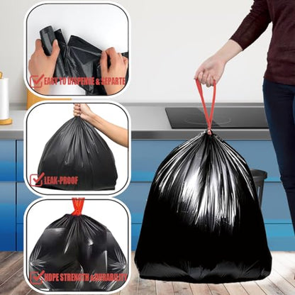 BEIDOU-PAC 39 Gallon Lawn & Leaf Trash Bags Drawstring, 100 Count, Heavy Duty Black & Unscented Plastic Bags, Multi-purpose Garbage Bags for Home Commercial, Outdoor, Construction, Industrial - style: 39 Gallon |100 Count