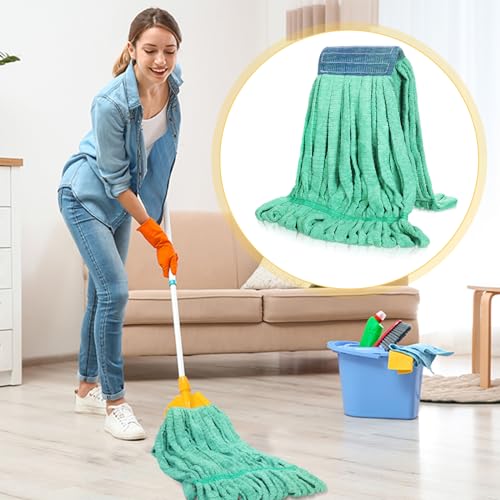 Lallisa 2 Pcs Commercial Mop Head Replacement 18 Oz Tube Microfiber Mop Heads for Floor Cleaning Industrial Mop Heads Looped End Wet Mop Head Refill for Home Commercial Industrial Use (Green) - color: Green