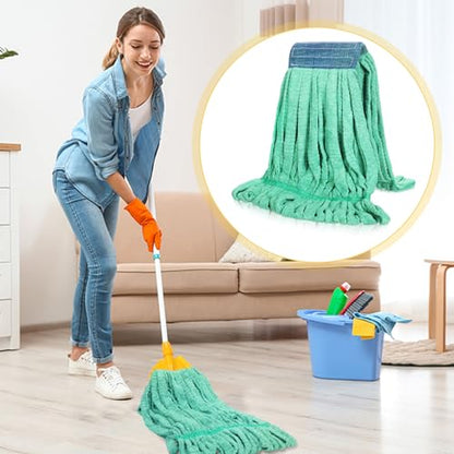 Lallisa 2 Pcs Commercial Mop Head Replacement 18 Oz Tube Microfiber Mop Heads for Floor Cleaning Industrial Mop Heads Looped End Wet Mop Head Refill for Home Commercial Industrial Use (Green) - color: Green