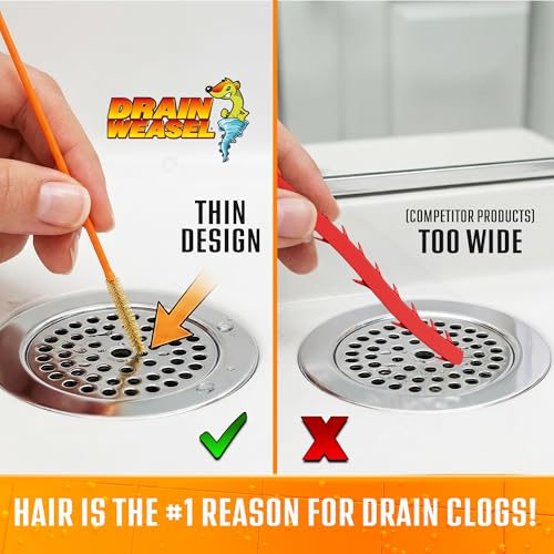 FlexiSnake Drain Weasel Refill - Sink Snake Hair Clog Remover Tool, Sink, Pipe, Bathroom, Bathtub Drain Cleaner, 18-inch Long Flexible Disposable Wands, Made in The USA, 5 Pack - style: 5 Pack