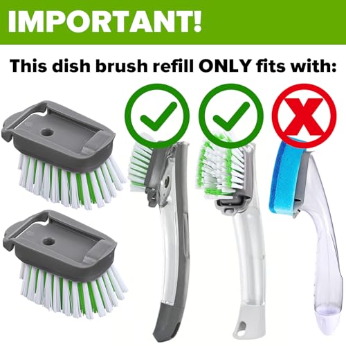 Dishwand Brush Refill, 4 Pack Dish Brush Refills Compatible with Scotch-Brite Dishwand, Dish Soap Brush for Dishes, Pans, Sink, Pots - size: 4 Pack