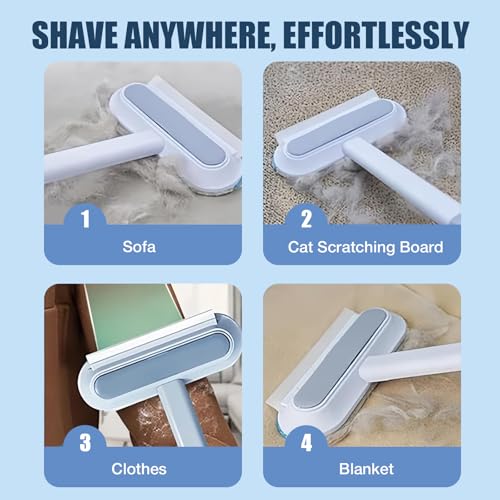 Pet Hair Remover 4 in 1- Reusable Long Handle Dog Hair Remover Brush, Washable Lint Cleaner for Dog and Cat Hair, Gentle on Furniture, Multifunctional Hair Removal Brush, 2 Pcs Carpet Scraper
