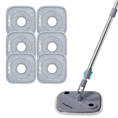 True & Tidy® 6Pack Replacement Microfiber Pads, 9" Extra Thick Reusable Refills for SPIN-800 TrueClean Mop & Bucket, Compatible with M16 & Most Square Spin Mop Systems, Machine Washable Up to 100X