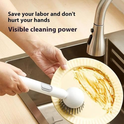 6-in-1 Rotatable Dish Brush with Detergent Dispenser, Dish Brush with Soap Dispenser for Pots Pans Dishes & Utensils 360° Rotating Adjustable Non-Slip Grip Handle Durable Pet Bristles (Green+Grey) - color: Green+grey