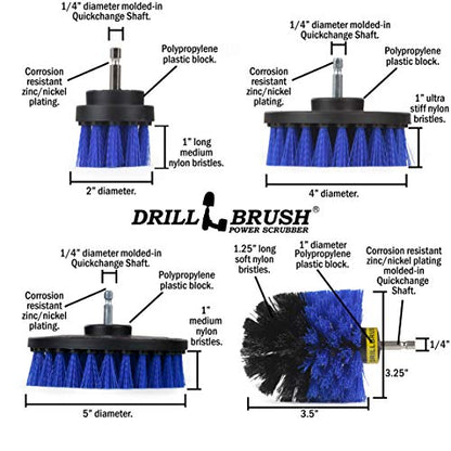 Aquatic All-Purpose Cleaning Brush Set - Medium Stiffness Blue Brushes - Long Reach Extension Attachment Kit - Aquarium Cleaning Products - Fish Tank Cleaner Brushes - Boat Scrub Brush - Hull Scrubber - color: Blue