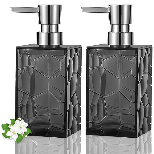 Hand Soap Dispenser, Clear Acrylic Plastic Liquid Pump Bottles Refillable Lotion Dispenser for Bathroom Decor Kitchen College Dorm, Grey 2 Pack - color: Clear Grey, size: 2 Pack