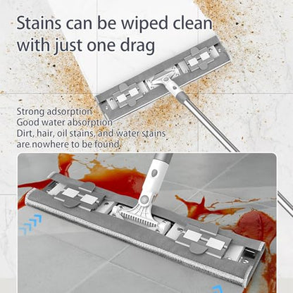 Flat Microfiber Mop for Floor Cleaning, 15.7 in (40 cm) Aluminum Base, 4-Section Aluminum Handle 52 in, Dry & Wet Use, 4 Washable Pads, Debris Scraper – LJGG (Gray/White) - size: 15.7" Flat Microfiber Mop