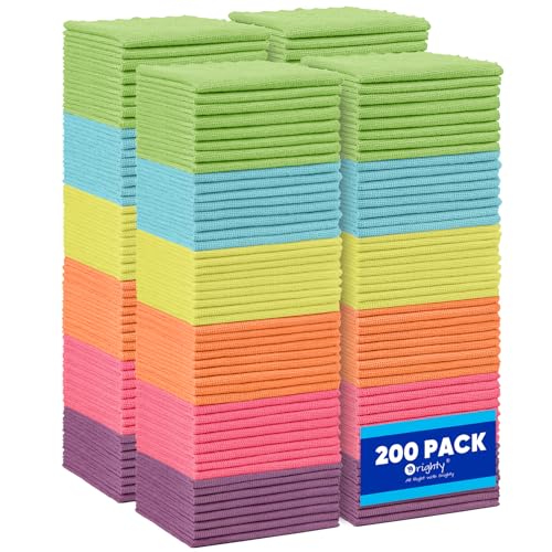 Orighty Microfiber Cleaning Cloth, 200 Pack Microfiber Towels for Cars, Multi-Purpose Shop Towels Cleaning Rags Bulk for Car, Home, Kitchen, 12 x 11 inch - color: Multicolor, size: Pack of 200
