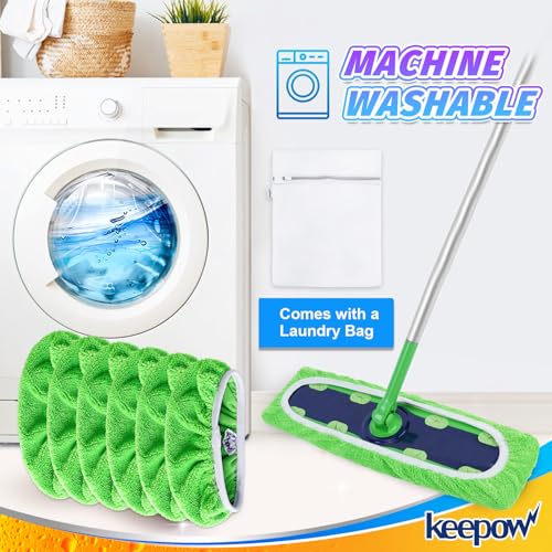 KEEPOW 8 Pack Reusable Mop Refill Pads Replacement Compatible with Swiffer XL Wet Pads Refills,Wet Pads Refill XL for Hardwood Floor Cleaning - color: Green, 8 Pack