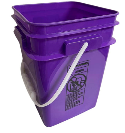 House Naturals 4 Gallon Square Food Grade Plastic Bucket with Lid, Made in USA (Pack of 2) BPA Free (Yellow/Purple) - color: Yellow/Purple