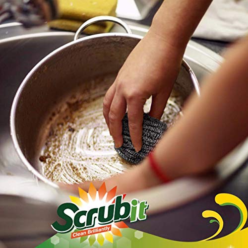 12 Pack Stainless Steel Scourers by Scrub It – Steel Wool Scrubber Pad Used for Dishes, Pots, Pans, and Ovens. Easy scouring for Tough Kitchen Cleaning. (XX Large (100 gram)) - size: XX Large (100 gram)