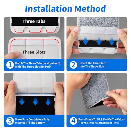 Oshang Flat Mop Head Refill, 13" X 4.9" Flat Mop Pads, Microfiber Mop Pads Flat Mop Replacement Heads (4-Pack) (White and Grey) - color: 4-pack (White + Grey)
