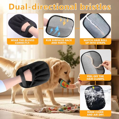 Upgraded Electrostatic Pet Hair Removal Glove for Cats & Dogs - Thickened Reusable & Washable Magic Brush, Pet Hair Remover Glove Tool for Clothes, Couch, Carpet, Furniture & Car Seat - color: Black-1pc