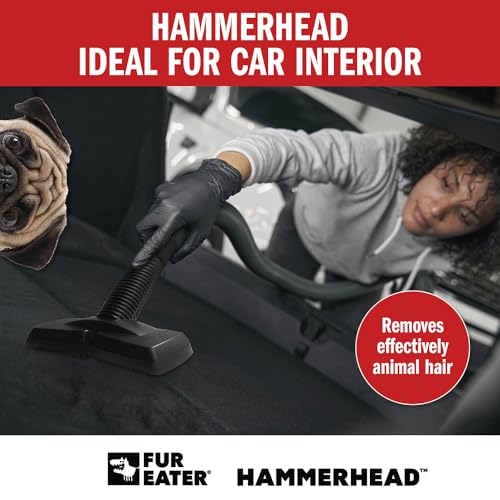 Hammerhead Pet Hair Remover Vacuum Attachment, Rubber Brush | Wide Lamellae Head, Dog & Cat Hair, Сouch, Carpet & Upholstery, Vacuum or Hand Use, Fits 1-1/4, 1-3/8 & 1-1/2 in Round Hoses - color: Newer Model